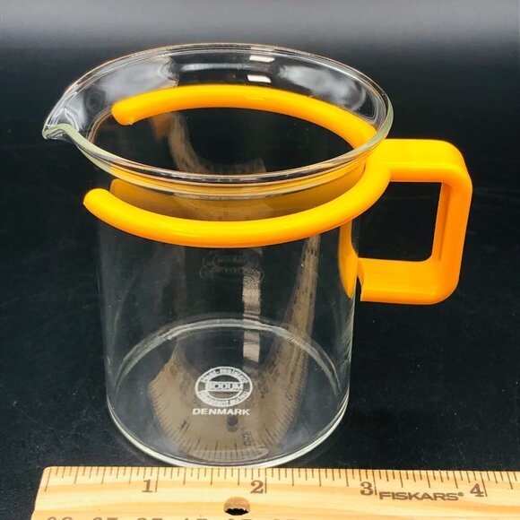 80s Bodum Yellow Handle Creamer SINGLE Vintage Denmark Clear Glass Beaker - Picture 9 of 10